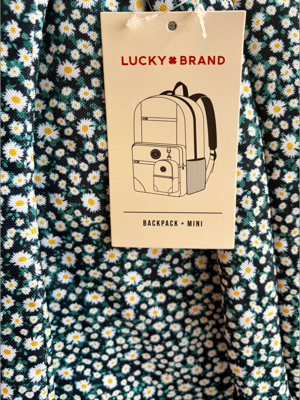NWT LUCKY BRAND Black and Floral Daisy Backpack with Coin Pouch - Picture 4 of 5